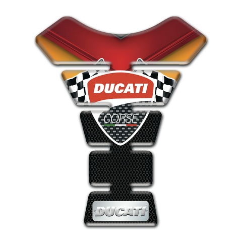Ducati Tank Pad Motorbike Stylish Silicone Sticker Classic Logo with Flags Design 