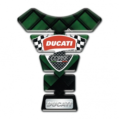 Ducati Tank Guard Pads Dark Green parts Base and Flags Logo Style 