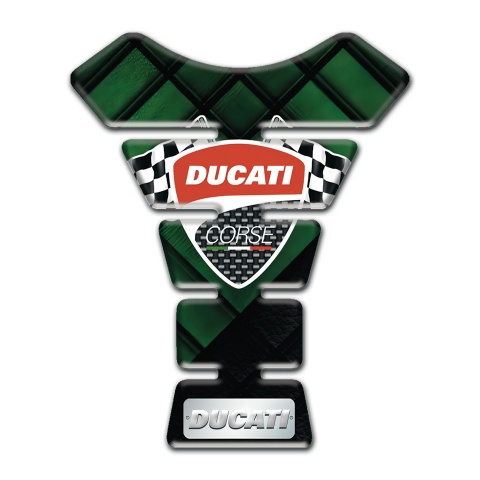 Ducati Tank Guard Pads Dark Green parts Base and Flags Logo Style 