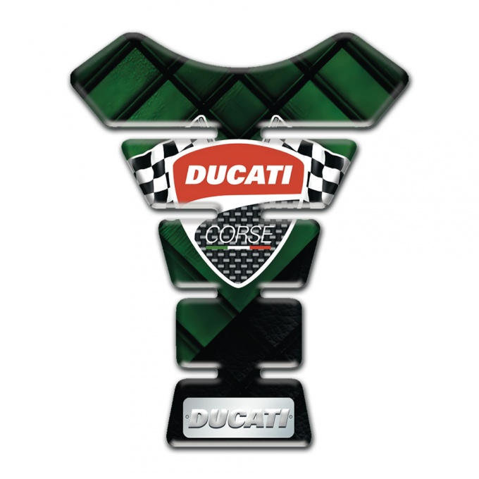 Ducati Tank Guard Pads Dark Green parts Base and Flags Logo Style 