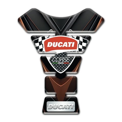 Ducati Tank Pad Protector Black Brown Decoration and Flags logo Style 