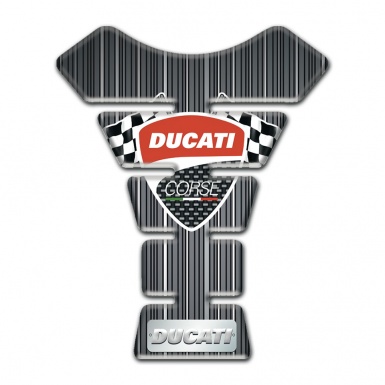 Ducati Tank Fuse Gray with White stripes Base and Flags Logo Style 