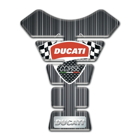 Ducati Tank Fuse Gray with White stripes Base and Flags Logo Style 