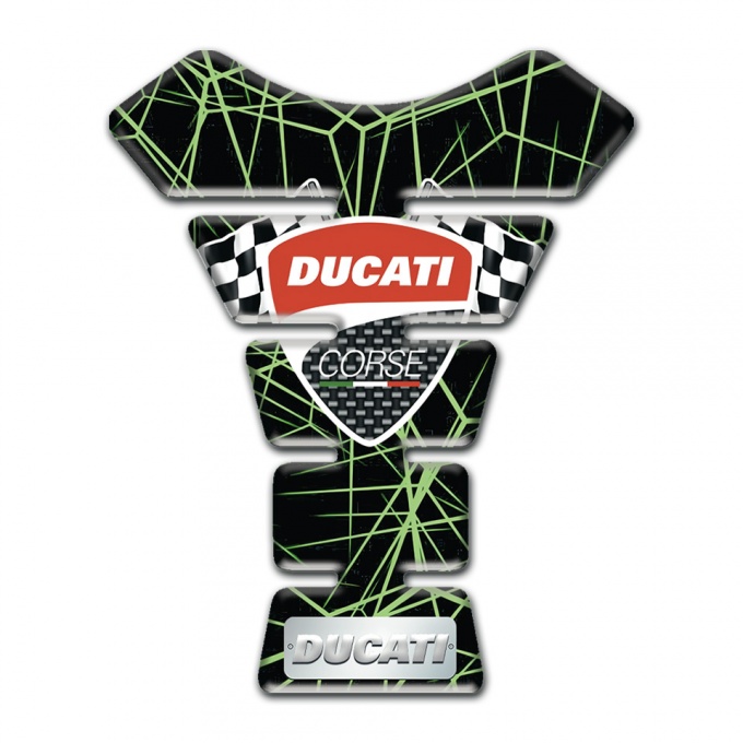 Ducati Tank Protector Green Spider Web base Flags Logo Style 