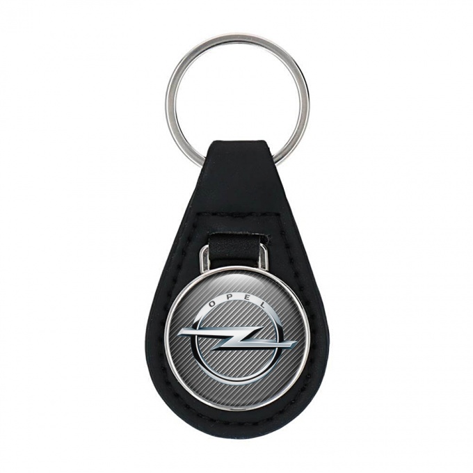 Opel Key Fob Leather Light Carbon Silver Design