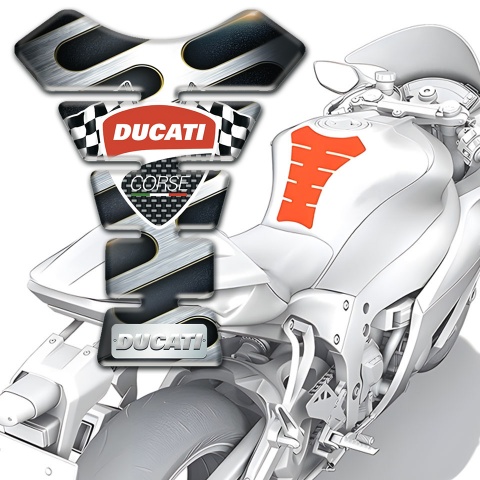 Ducati Tank Pad Motorbike Metal Element Base and Flags logo 