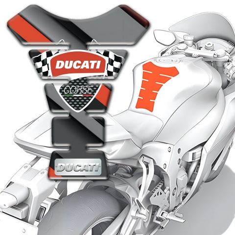 Ducati Tank Pad Protector  Orange Gray Diagonal Patterns Style 