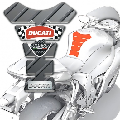Ducati Tank Guard Pads Gray base with Diagonal Chanels Design 