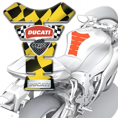 Ducati  Tank Pad Protector Black Yellow Squares Design 