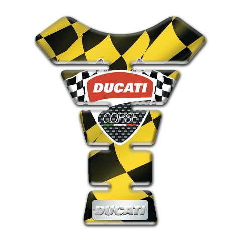 Ducati  Tank Pad Protector Black Yellow Squares Design 
