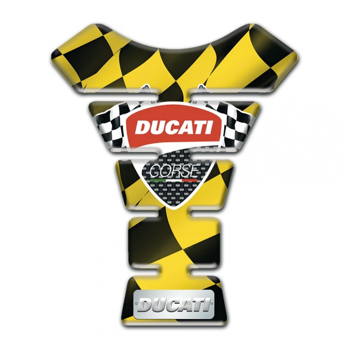 Ducati  Tank Pad Protector Black Yellow Squares Design 
