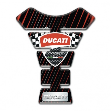 Ducati Tank Pad Motorbike Black Base with Red Blue Stripes 