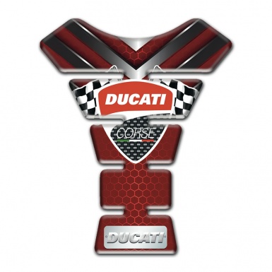 Ducati Tank Guard Pads Red Base with Nikel Details Design 