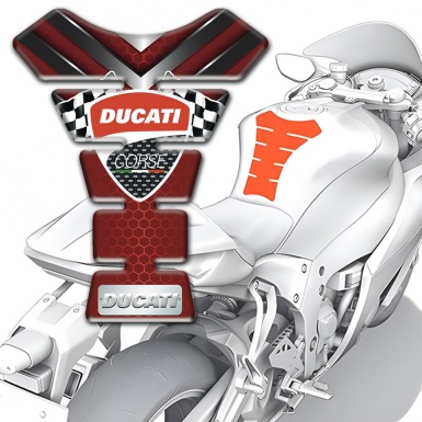 Ducati Tank Guard Pads Red Base with Nikel Details Design 