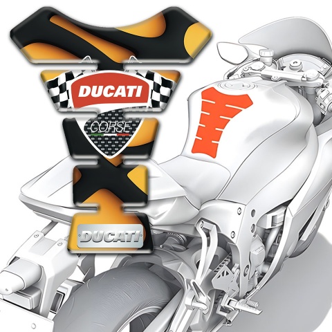 Ducati Tank Pad Motorbike Black Yellow Decoration Base 