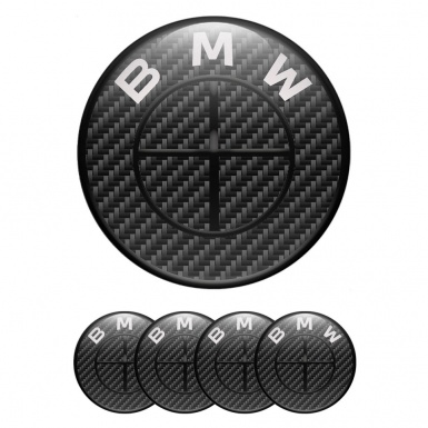 BMW Wheel Emblems Silicone for Center Caps Carbon Black Logo