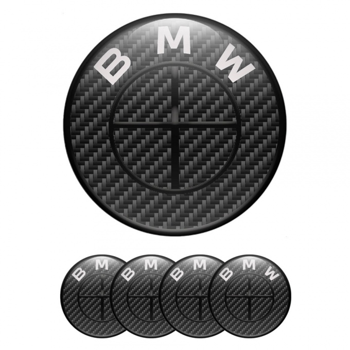 BMW Wheel Emblems Silicone for Center Caps Carbon Black Logo