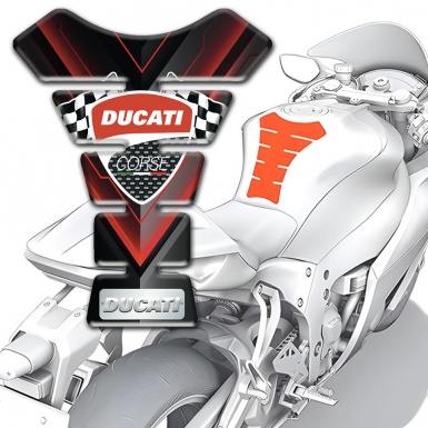 Ducati Tank Pad Protector Black Base with V Shape Decoration 