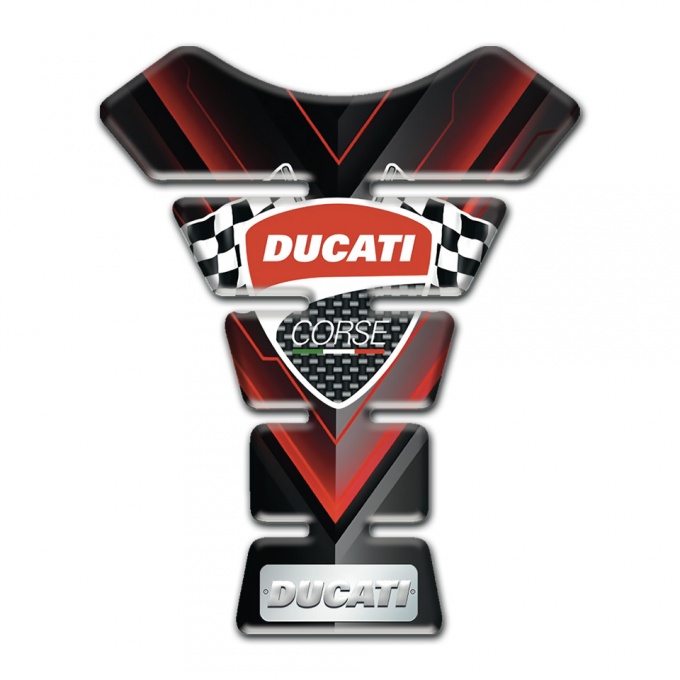 Ducati Tank Pad Protector Black Base with V Shape Decoration 
