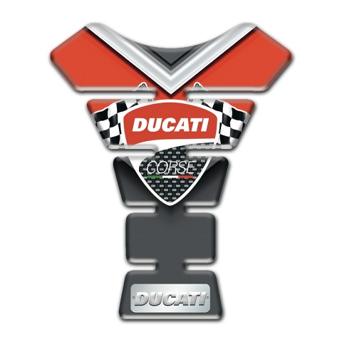 Ducati Tank Pad Motorbike Gray Red Base Style with Classic Logo 