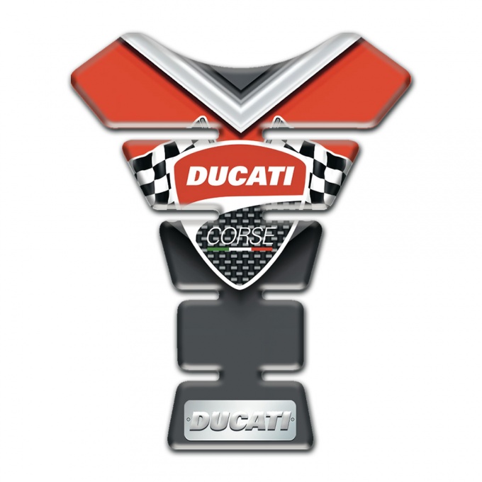 Ducati Tank Pad Motorbike Gray Red Base Style with Classic Logo 