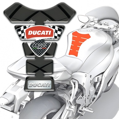 Ducati Tank Pad Motorbike Gray Base with Black Lines Style 
