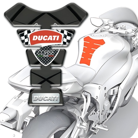 Ducati Tank Pad Motorbike Gray Base with Black Lines Style 
