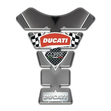Ducati Tank Guard Pads Matte Gray Base with White Stripe Style 