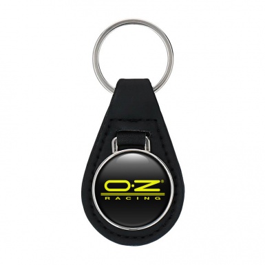 OZ Racing Leather Keychain Black Yellow Stripe Logo