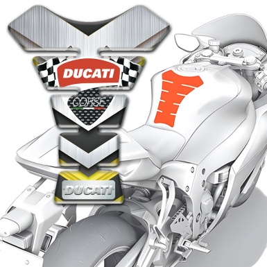 Ducati Tank Pad Protector Silver Yellow Style 
