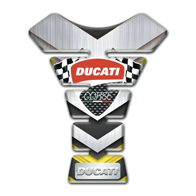 Ducati Tank Pad Protector Silver Yellow Style 