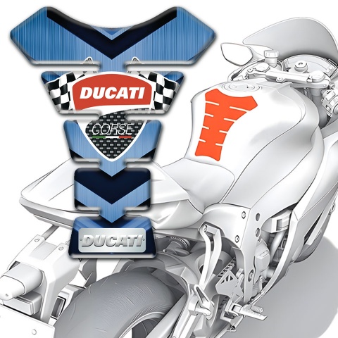 Ducati Tank Pad Motorbike Dark and Light Blue Design 