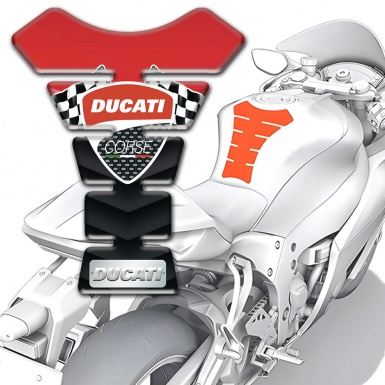 Ducati Tank Fuse Red Black Base and Flags Logo Style 