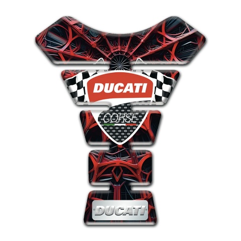 Ducati Tank Pad Motorbike 3D Red Spider Web Style 
