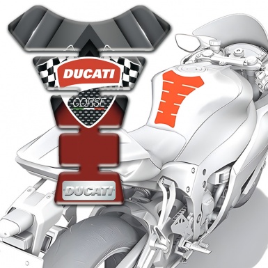 Ducati Tank Guard Pads Red with Gray Elements Design 