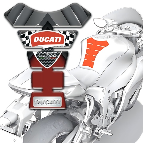 Ducati Tank Guard Pads Red with Gray Elements Design 