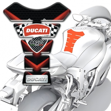 Ducati Tank Pad Protector Black with V Shape Red Decoration 