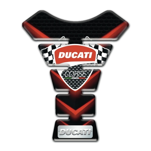 Ducati Tank Pad Protector Black with V Shape Red Decoration 