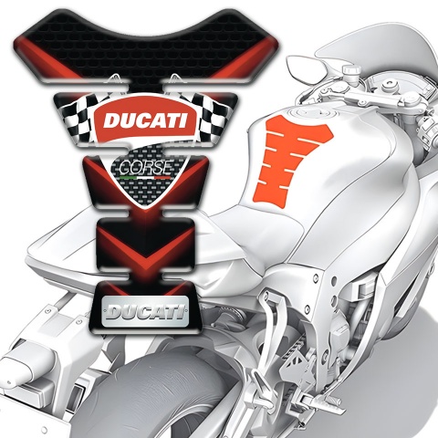 Ducati Tank Pad Protector Black with V Shape Red Decoration 
