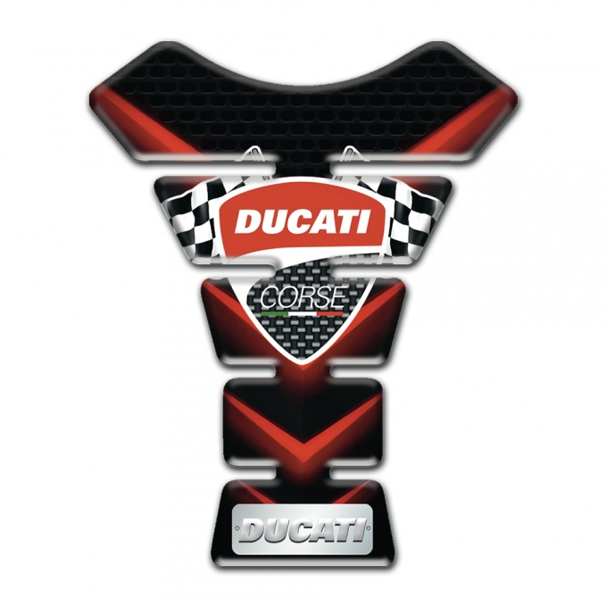 Ducati Tank Pad Protector Black with V Shape Red Decoration 