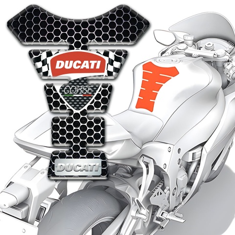 Ducati Tank Fuse Flags logo Style and Perforated Steel Base Effect 