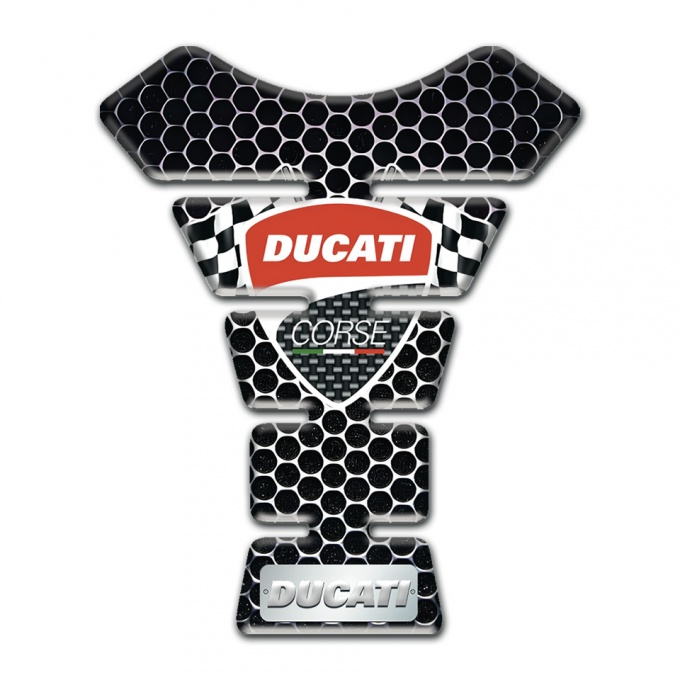 Ducati Tank Fuse Flags logo Style and Perforated Steel Base Effect 