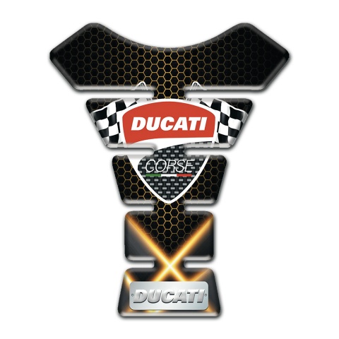 Ducati Tank Pad Motorbike Crossed Orange Lights style 