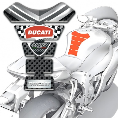 Ducati Tank Pad Motorbike Unique Model with Racing Flags Logo Style 