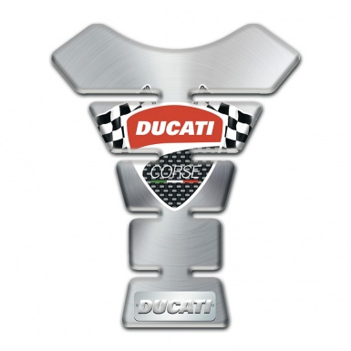 Ducati Tank Pad Motorbike Silver Design Flags logo