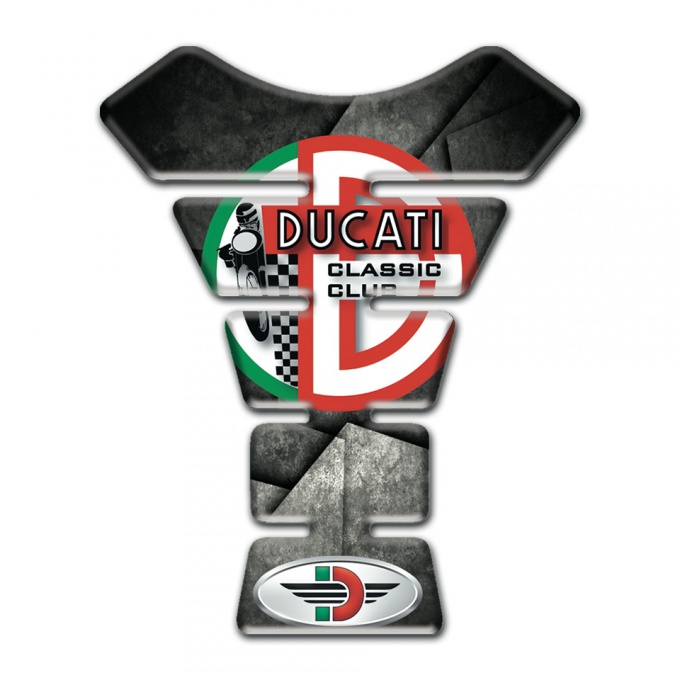 Ducati Tank Guard Pads Mixed Gray Black base and Classic Club Style 