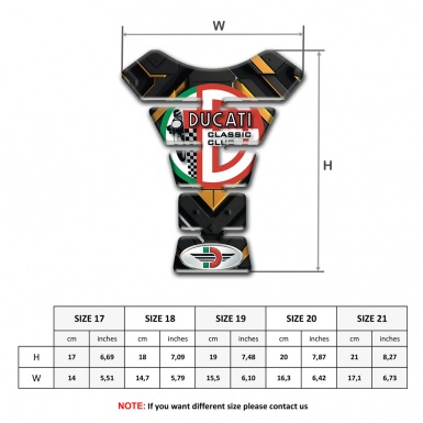 Ducati Tank Pad Motorbike Black Yellow Base Style Classic Club logo 