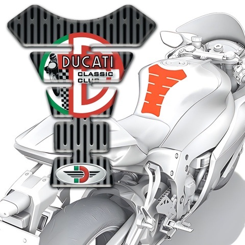 Ducati Tank Guard Pads Gray Ornament Base and Classic Club Logo 