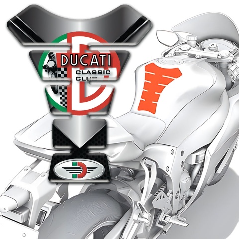 Ducati Tank Protector Chromed Base Effect and Classic Club Logo