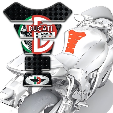 Ducati Tank Guard Pads Perforated Black Surface Design 